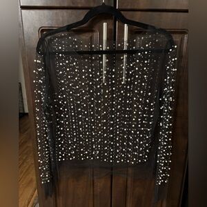 Black Sheer Pearl Embellished Top